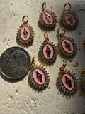 Gold Enamel Centered Virgin Mary Dainty Pendant, 12.5x 10mm