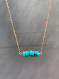 Natural turquoise choker - short necklace gold filled