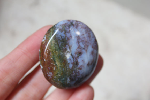 Pastel Ocean Jasper Palm Stone- ‘Periwinkle Jasper’