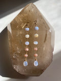 Ombré peach moonstone and blue chalcedony Earrings