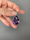 Faceted Amethyst sterling silver necklace - 18”