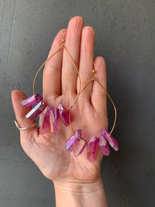 Fucshia Quartz Crystal Earrings