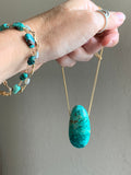 Peruvian Turquoise - chrysocolla Pendant - 28” Gold filled chain