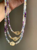 Fluorite and citrine Beaded Necklace