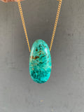 Peruvian Turquoise - chrysocolla Pendant - 28” Gold filled chain