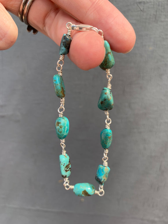 Turquoise beaded bracelet (sterling silver)