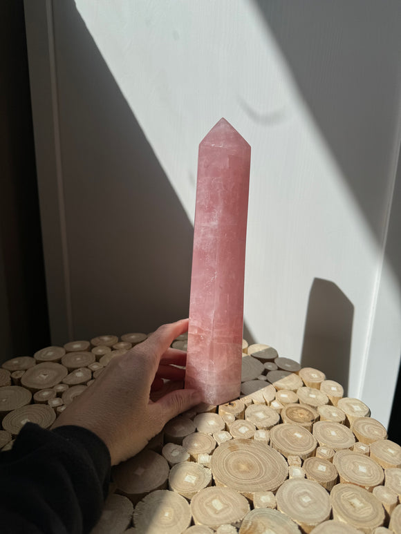 Tall pinky Rose Quartz - 9.5” tall