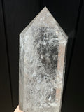 Clear Quartz with black tourmaline Tower - Polished