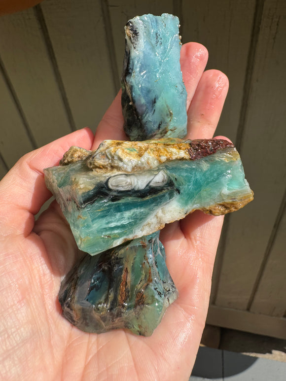 139g Peruvian Blue Opal rough - Andean Blue Opal - Andean Opal - gem silica opal - water opal raw- natural blue opal- jar included