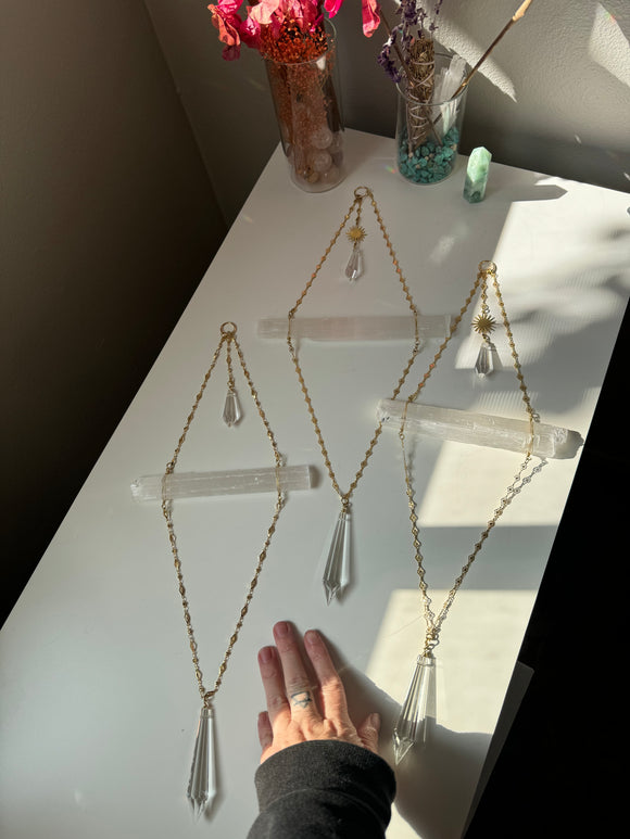 Selenite Suncatcher - Diamond chain