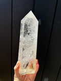 Clear Quartz with black tourmaline Tower - Polished