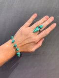 Turquoise Nugget beaded bracelet (sterling silver)