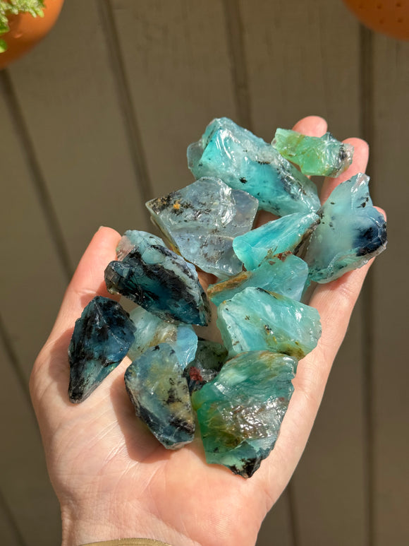 207g Peruvian Blue Opal rough - Andean Blue Opal - Andean Opal - gem silica opal - water opal raw- natural blue opal- jar included