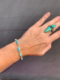 Blue Hubei Turquoise beaded bracelet (sterling silver)