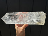 Clear Quartz with black tourmaline Tower - Polished