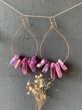 Fucshia Quartz Crystal Earrings