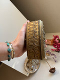 1915 Vintage metal jewelry box casket - colonial
