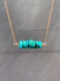 Natural turquoise choker - short necklace gold filled
