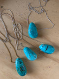 Peruvian Turquoise - chrysocolla Pendant - 28” Gold filled chain