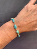 Blue Hubei Turquoise beaded bracelet (sterling silver)