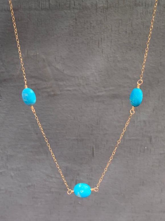 Floating turquoise necklace - 3 bead
