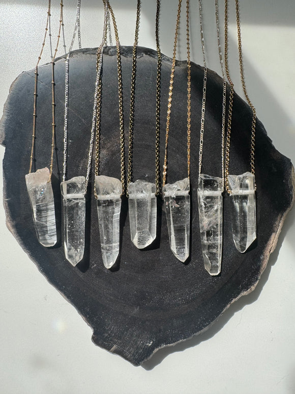 Lemurian Quartz necklace - Master Healer clear Quartz Pendant