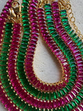 CZ rubelite or emerald color bracelets