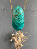 Peruvian Turquoise - chrysocolla Pendant - 28” Gold filled chain