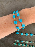 Blue ‘Turquoise’ beaded bracelet, sterling silver or gold filled option