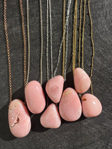 Peruvian pink opal necklace