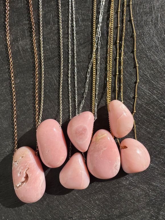 Peruvian pink opal necklace