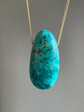 Peruvian Turquoise - chrysocolla Pendant - 28” Gold filled chain