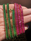 CZ rubelite or emerald color bracelets