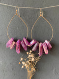 Fucshia Quartz Crystal Earrings