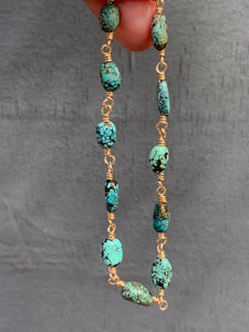 Turquoise beaded bracelet (gold filled)