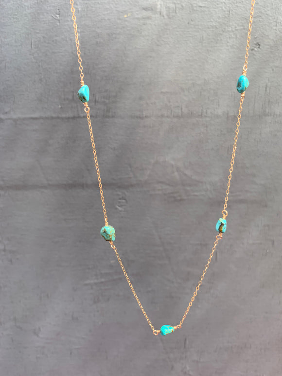 Floating turquoise necklace - 5 bead