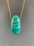 Peruvian Turquoise - chrysocolla Pendant - 28” Gold filled chain