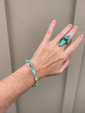 Blue Hubei Turquoise beaded bracelet (sterling silver)