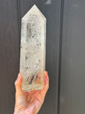Clear Quartz with black tourmaline Tower - Polished