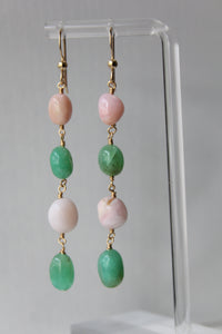 Chrysoprase & Pink Opal Earrings
