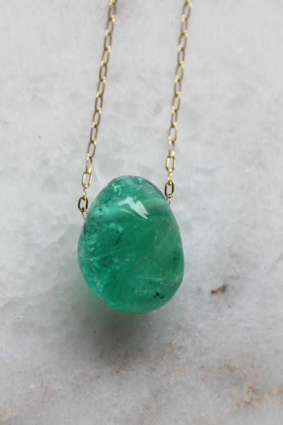 Peruvian Green Fluorite Pendant - 18” gold filled