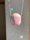 Pink Rhodochrosite Pendant -  20” sterling silver chain