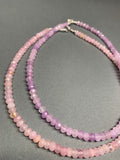 Rose Quartz or Lavender Jade Beaded Necklace - 16”
