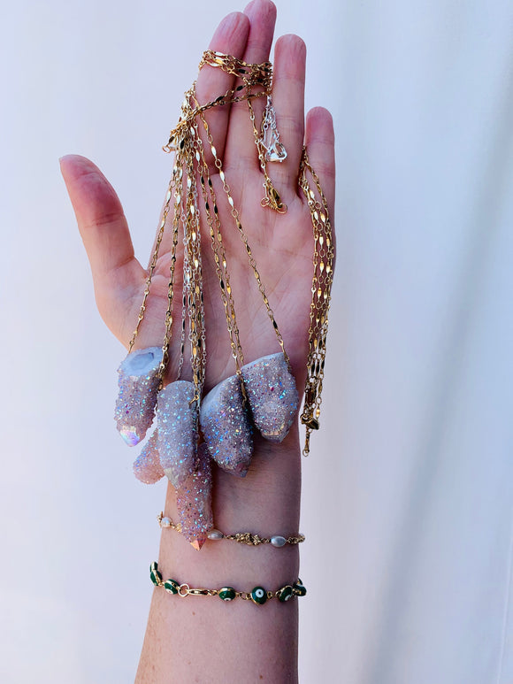 Rainbow Spirit Quartz drilled Necklace