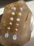 Ombré peach moonstone and blue chalcedony Earrings