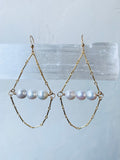 14kt gold filled Pearl Earrings - Dangly pearl earrings
