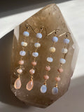 Ombré peach moonstone and blue chalcedony Earrings