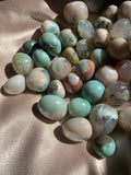 Green flower agate Tumble - two tumbles
