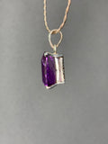 Faceted square Amethyst sterling silver necklace - 18”