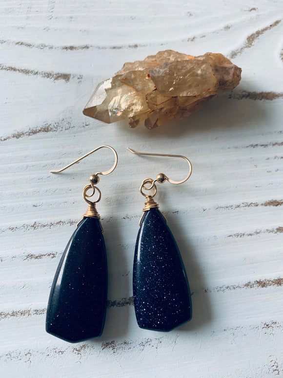Blue goldstone Earrings